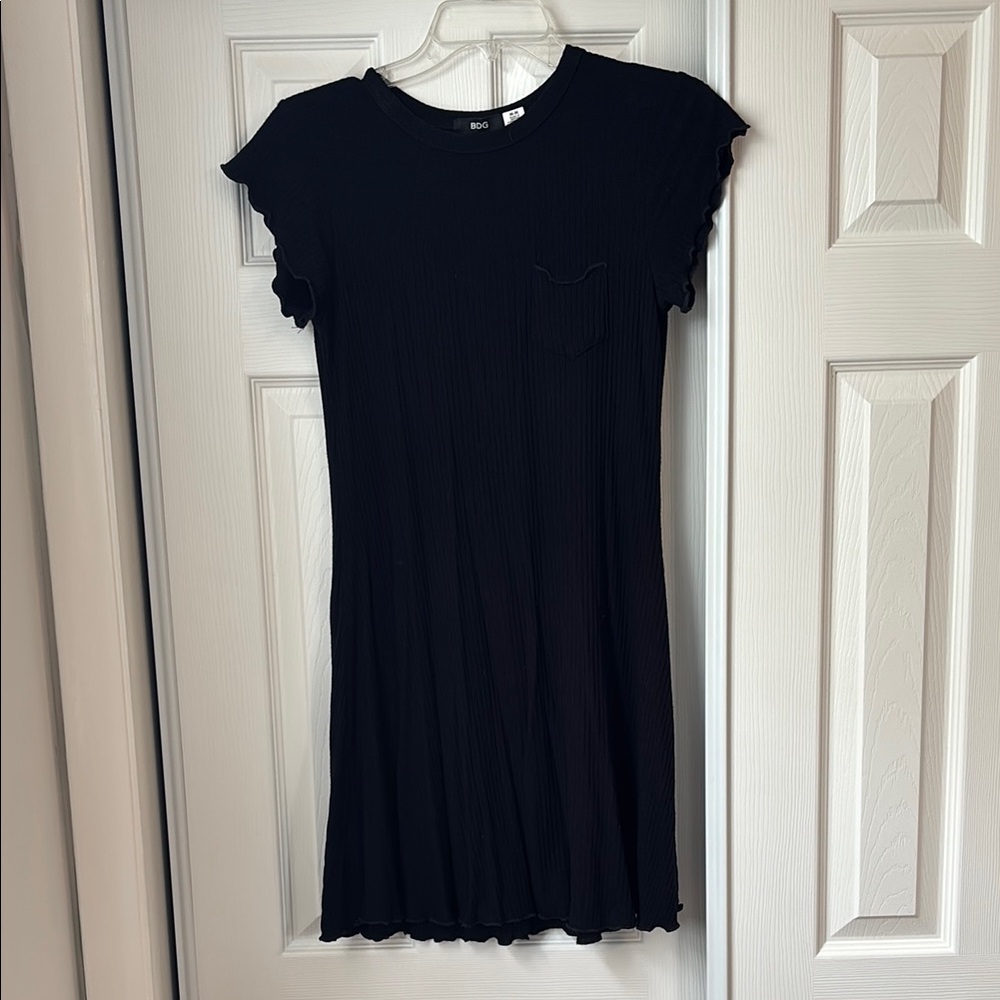 BDG (Urban Outfitters) Black Ribbed Short Sleeve Dress